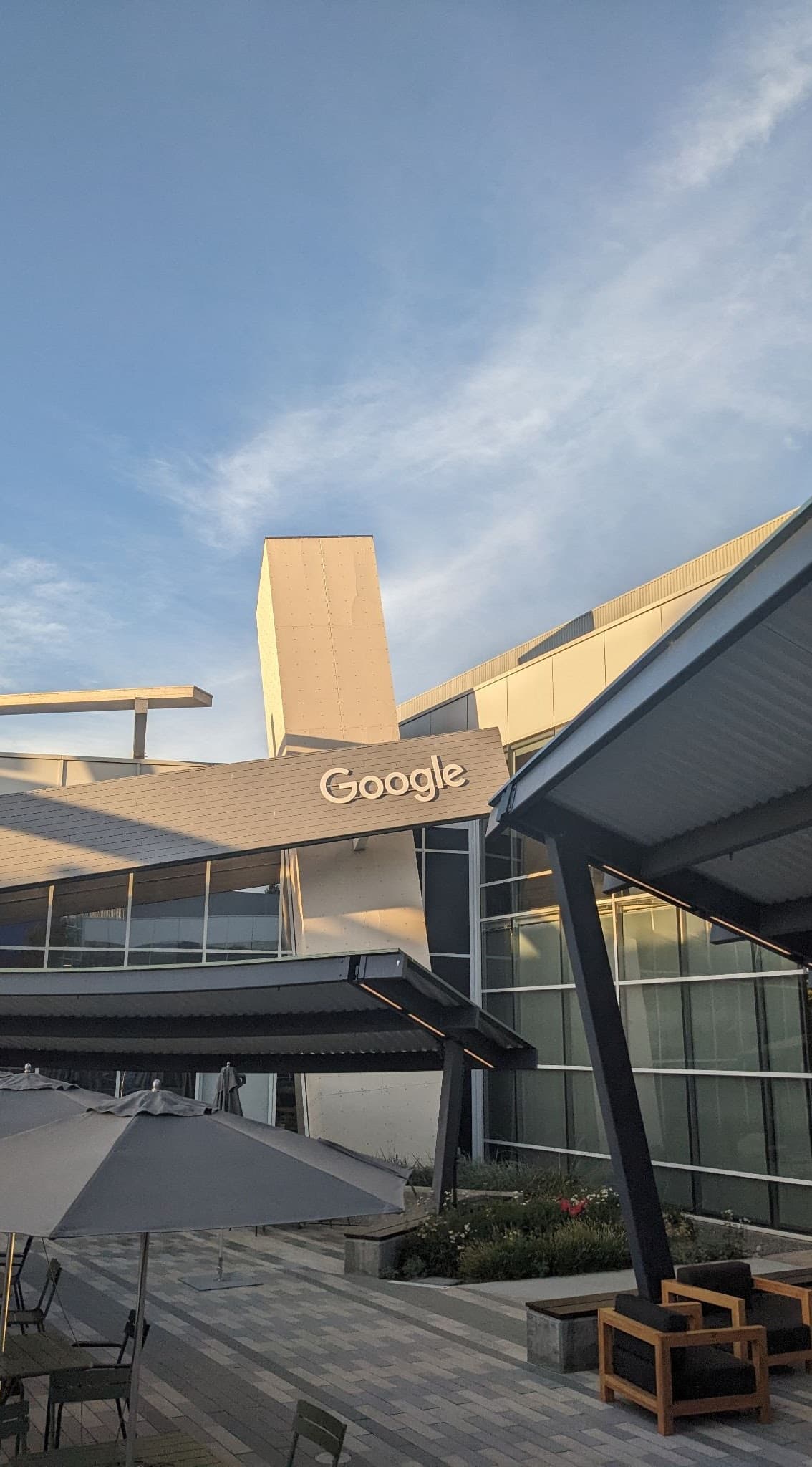 Roofs converge at many angles at the Google Headquarters in San Francisco